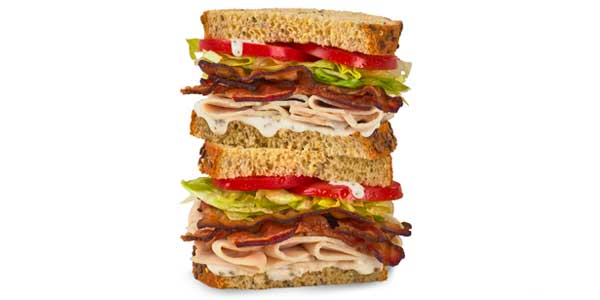 Grilled turkey bacon ranch sandwich
